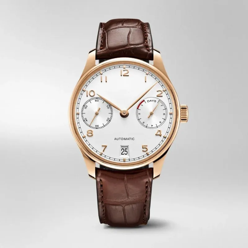 Luxury New Automatic Watch for Men Mechanical Stainless Steel Portugal Black leather Dial withDateAttracting the opposite sex