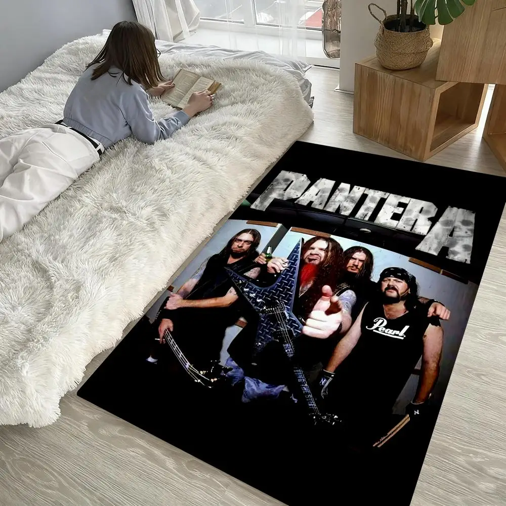 

P-Panteras Heavy Rock Band Floor Mat Soft Thickened Non-Slip Door Mat for Living Room Home Decor Flannel Rugs