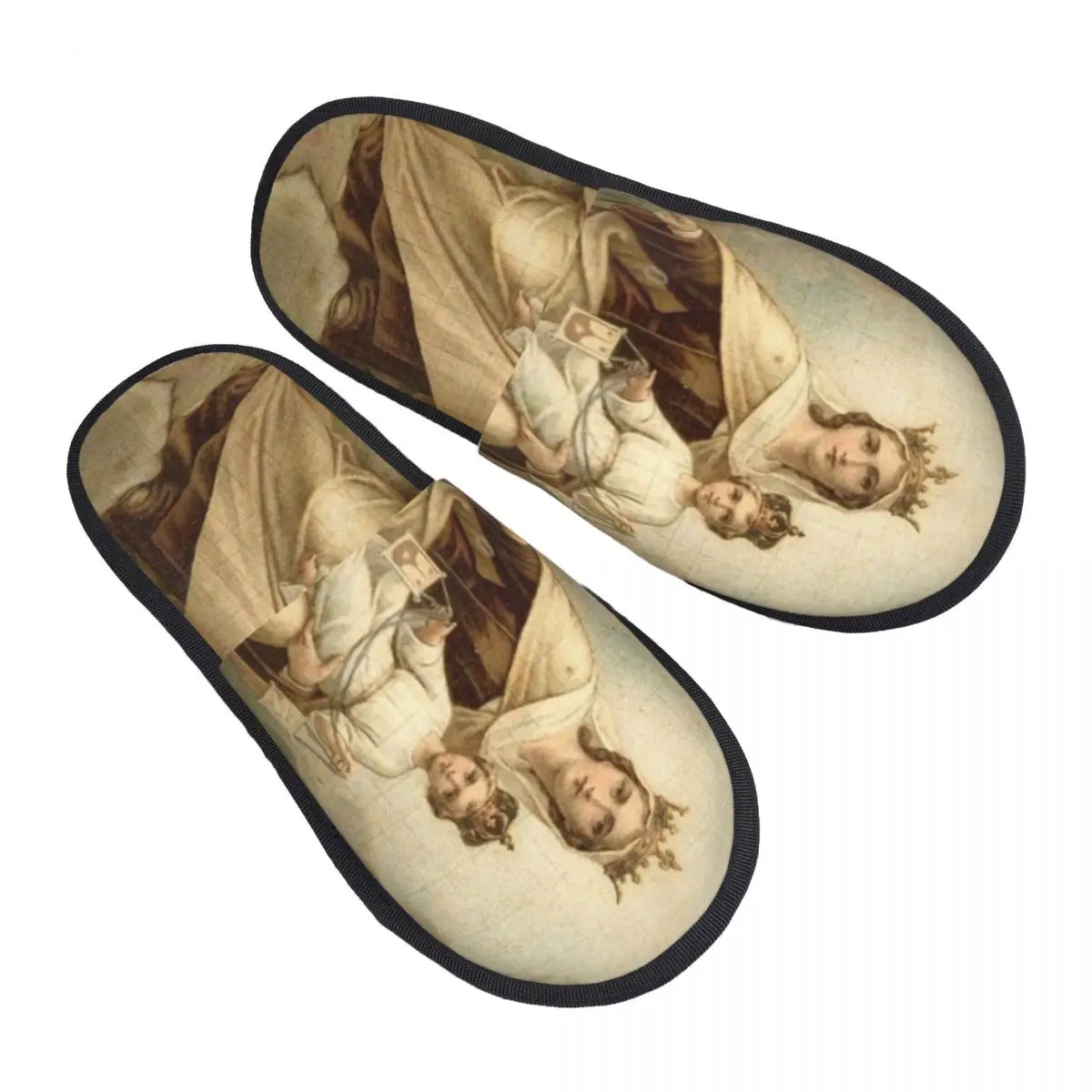 Custom Our Lady Of Mount Carmel Soft Memory Foam House Slippers Women Catholic Virgin Mary Comfy Warm Anti-Skid Slipper