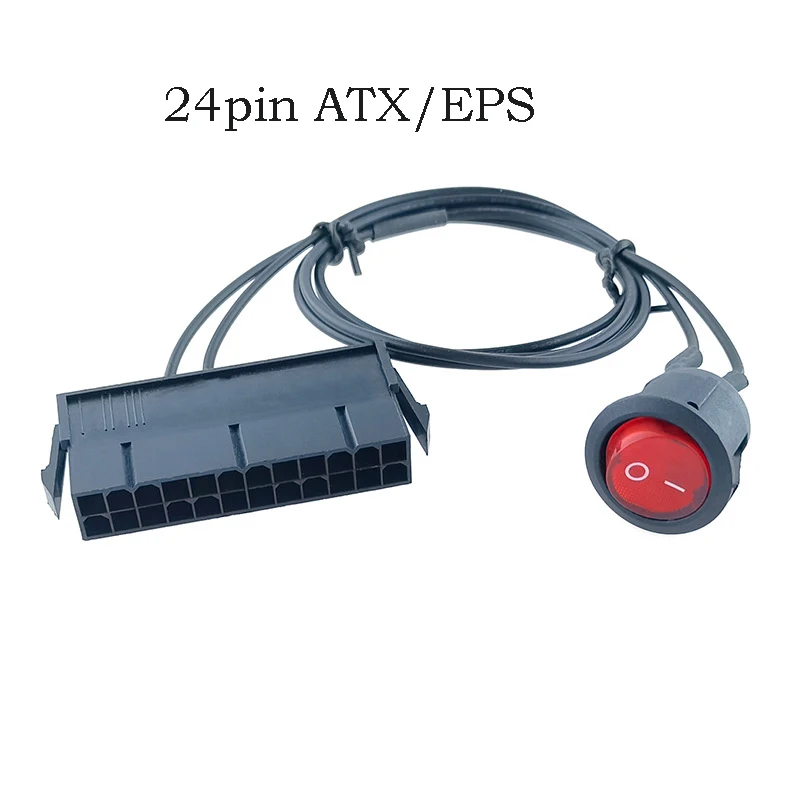 

24Pin ON OFF Power Switch Cable for Desktop 18AWG ATX EPS Starter Jumper Switch Adapter PC Power Button Tester for Computer