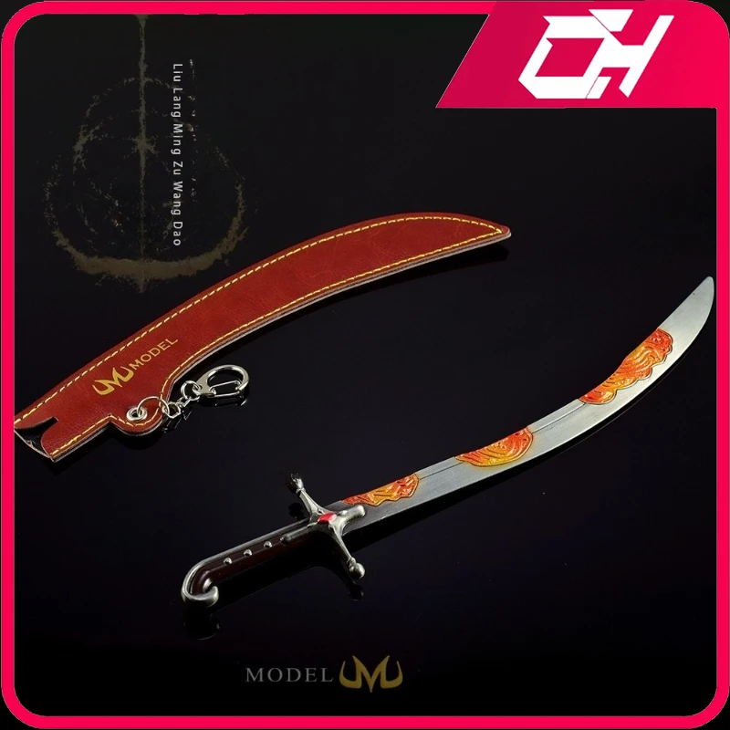 ดาบโค้ง 28 ซม. อุปกรณ์ต่อพ่วงเกมปลอดภัยไม่มีใบมีดดาบพร้อมซองหนังวัสดุโลหะเครื่องประดับของขวัญของเล่นคอลเลกชัน