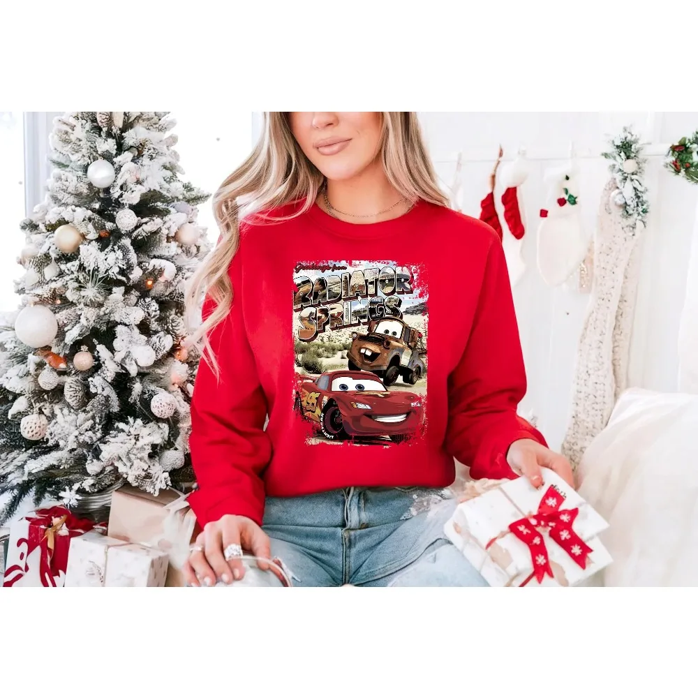 Retro mcqueen carro magia reino hoodie relâmpago mcqueen moletom casual confortável solto tripulação pescoço pulôver topo streetwear