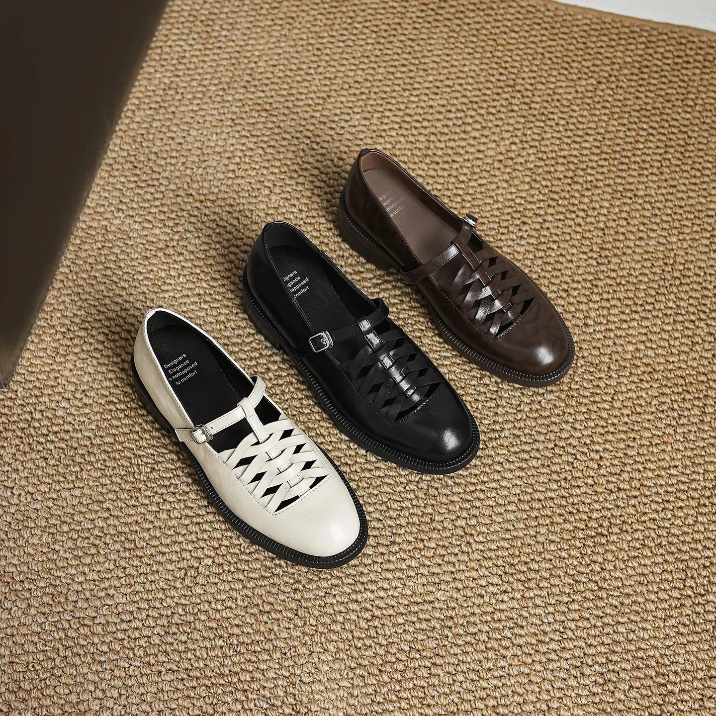 

News Fashion Women weave Loafers Shoes Summer Retro Sandals Cow Leather Pumps Shoes Office Daily Trendy Shoes Size 34-40