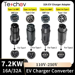 Adaptador EV tipo 1 a tipo 2 cargador EV convertidor de CA CC adaptador tipo 2 a tipo 1 para accesorios de carga EV tipo 2 a GBT