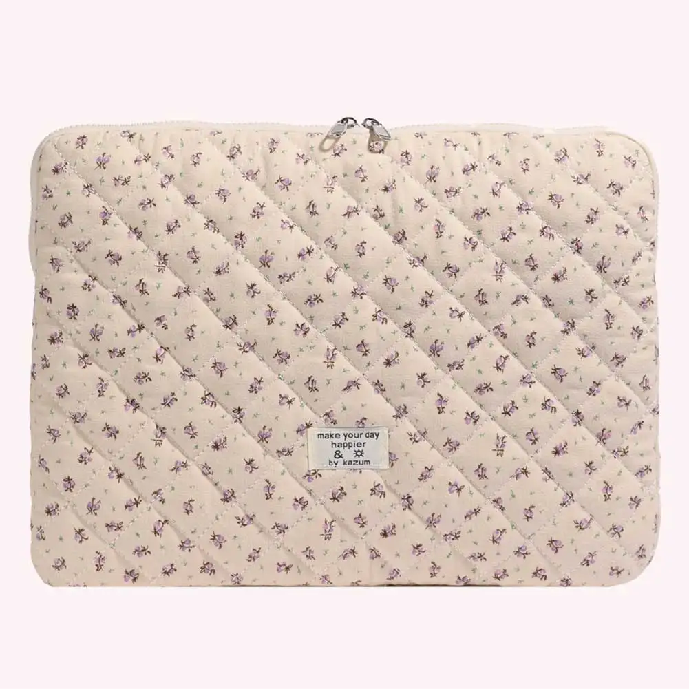 Floral Laptop Sleeve Quilted Laptop Carrying Case Protective Cute Computer Sleeve for 11-15 Inch Laptop Tablet