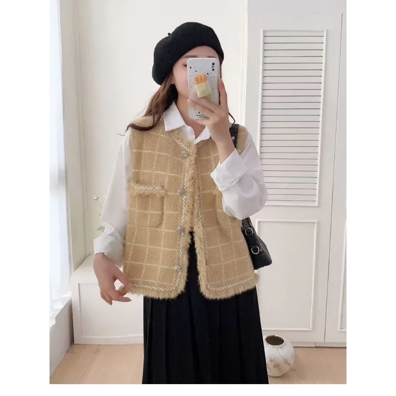 

High-end Imitation Mink Knitted Vest for Women's Autumn and Winter New Niche Jacket Tops