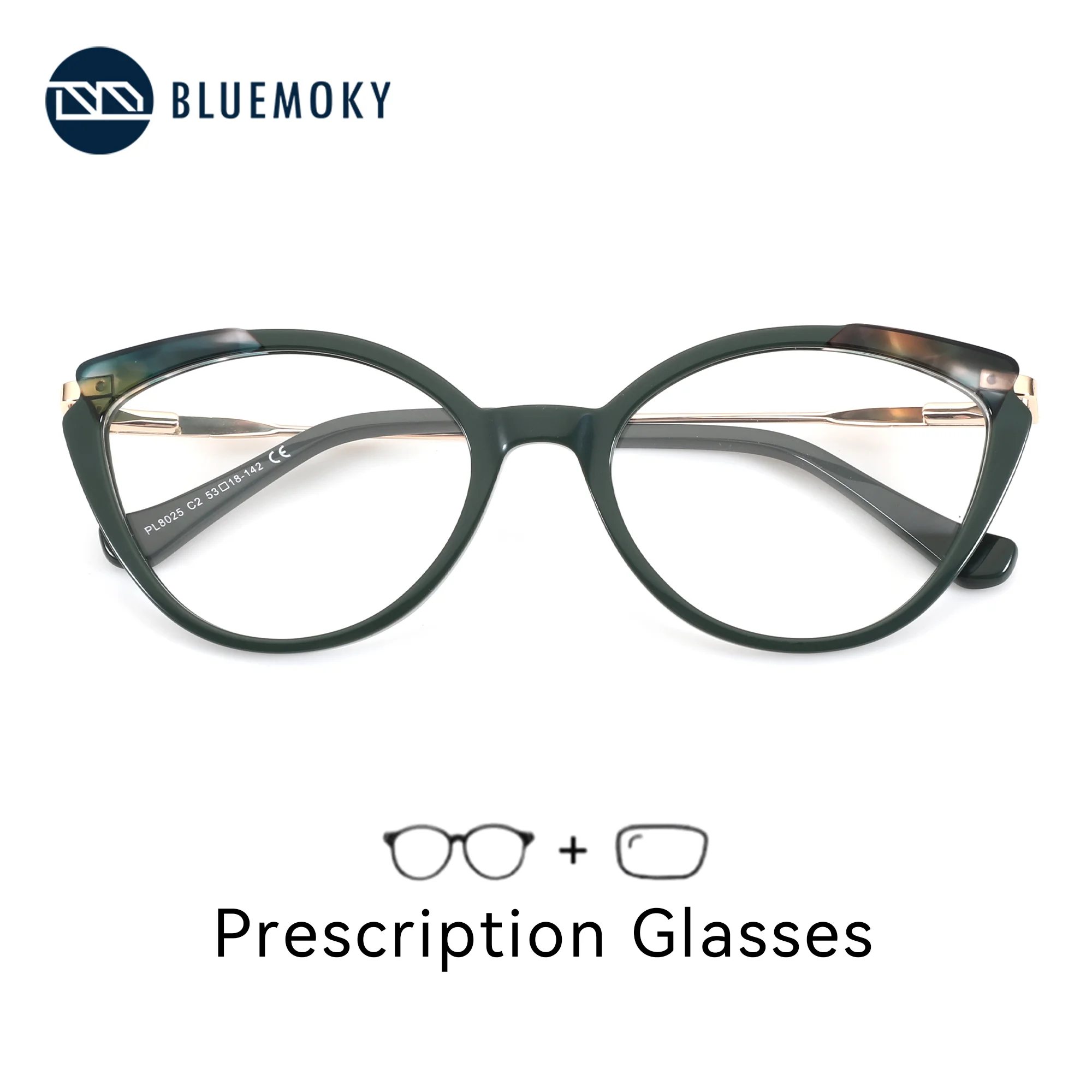 

BLUEMOKY S Size Cat Eye Custom Prescription Glasses For Women Acetate Frame Photochromic Optical Lenses With Recipe