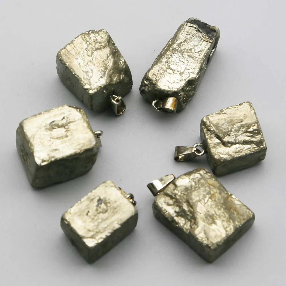 Selling Natural Raw Ore Pyrite Irregular Pendants Mineral Healing Necklace Reiki Charms Jewelry Accessories Gift Wholesale 10Pcs