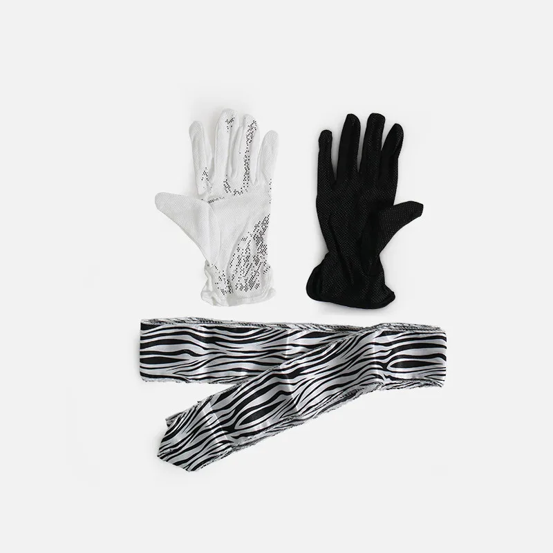 Schwarz-Weiß-Handschuhe zu Zebra-Streamer-Zaubertricks, Karte, Bühne magische Requisiten, magische Accessoires, Spielereien, Nahaufnahme