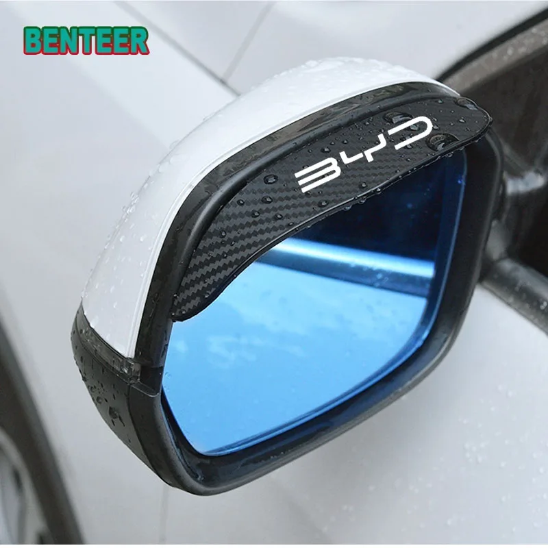 2x Carbon fiber Car Rearview Mirror Eyebrow Sticker For BYD ATTO 3 YUAN PLUS SONG PLUS HAN TANG