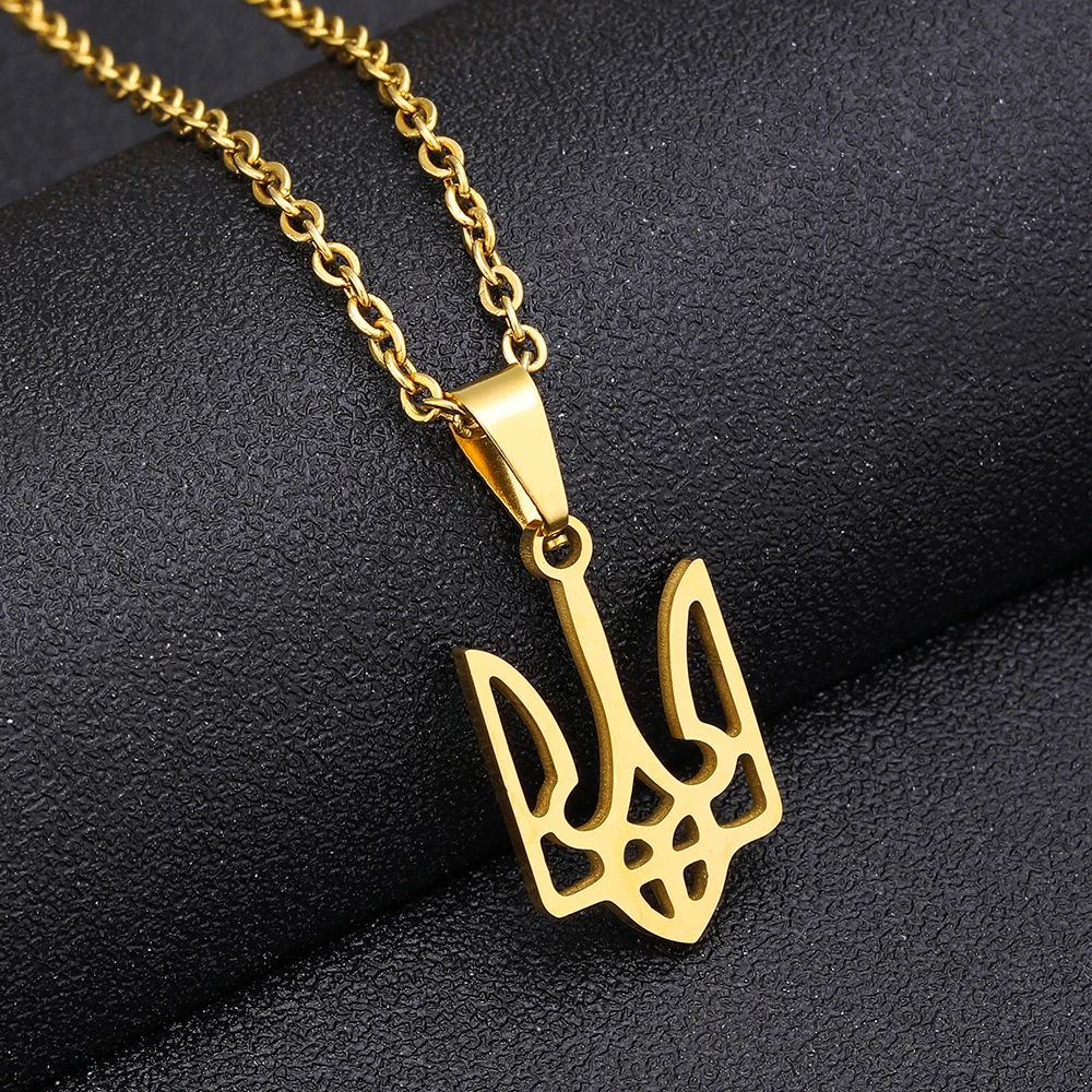 Fashion Ukraine Flag Pendant Necklaces  For Women Girls Gold Color/ Silver Color Ukrainian Stainless Steel Party Jewelry Gifts