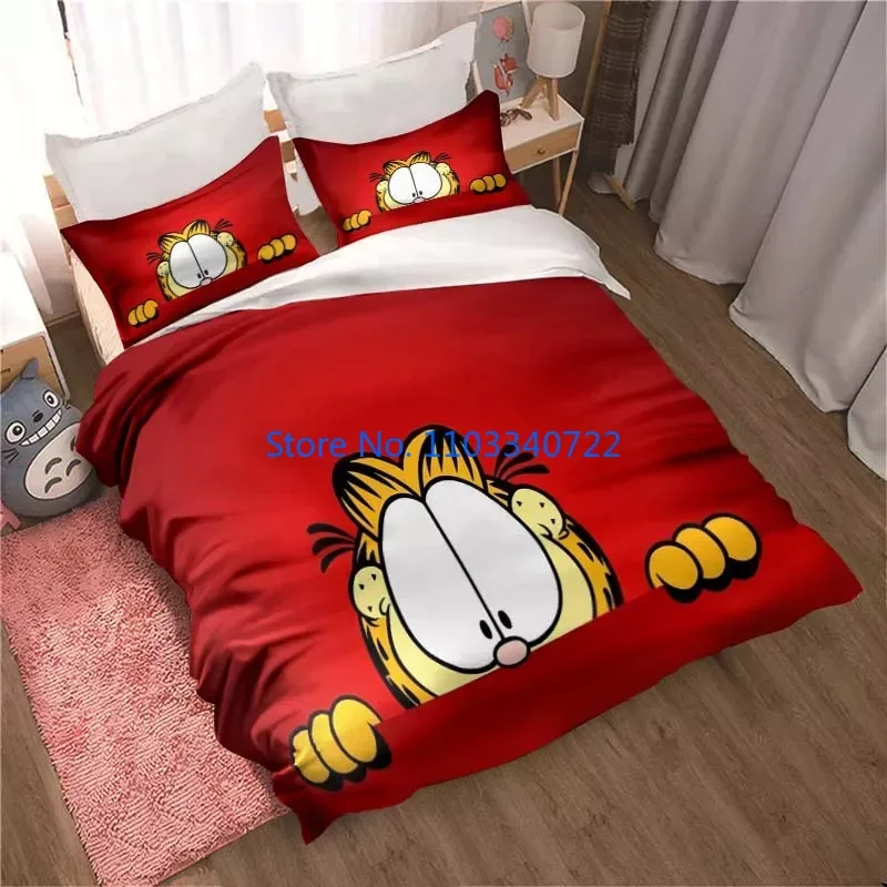 Cat 3D Orange Cat G-Garfield Cute Anime BeddingDuvet Cover Set 3D Print Comforter Cover for Boy Girl Bedding Sets Bedroom Decor