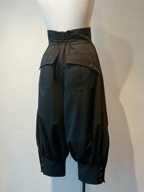 Gothic Lolita Pant Grommets Black Cropped Lolita Trousers Ouji Lolita Boystyle Pants — zdjęcie 3