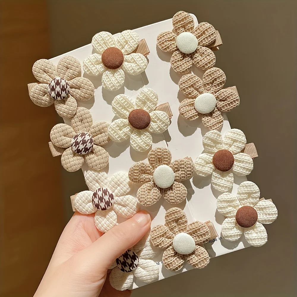 

12 Pieces of Girls' Light-Colored Flower Hairpins, All-Inclusive, Non-Damaging, Cute Girls' Hairpins, Kidsren's Hair Accessories