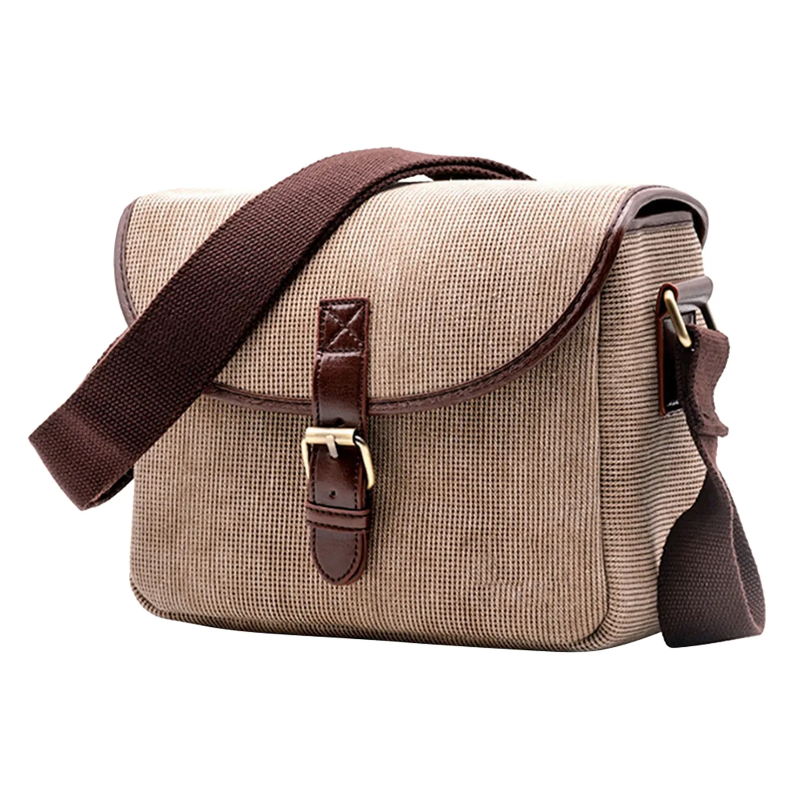 

Dslr Camera Bag Portable Canvas Shoulder Pouch Crossbody High Durability Retro Zinc Alloy Lens Bag Camera Accessory