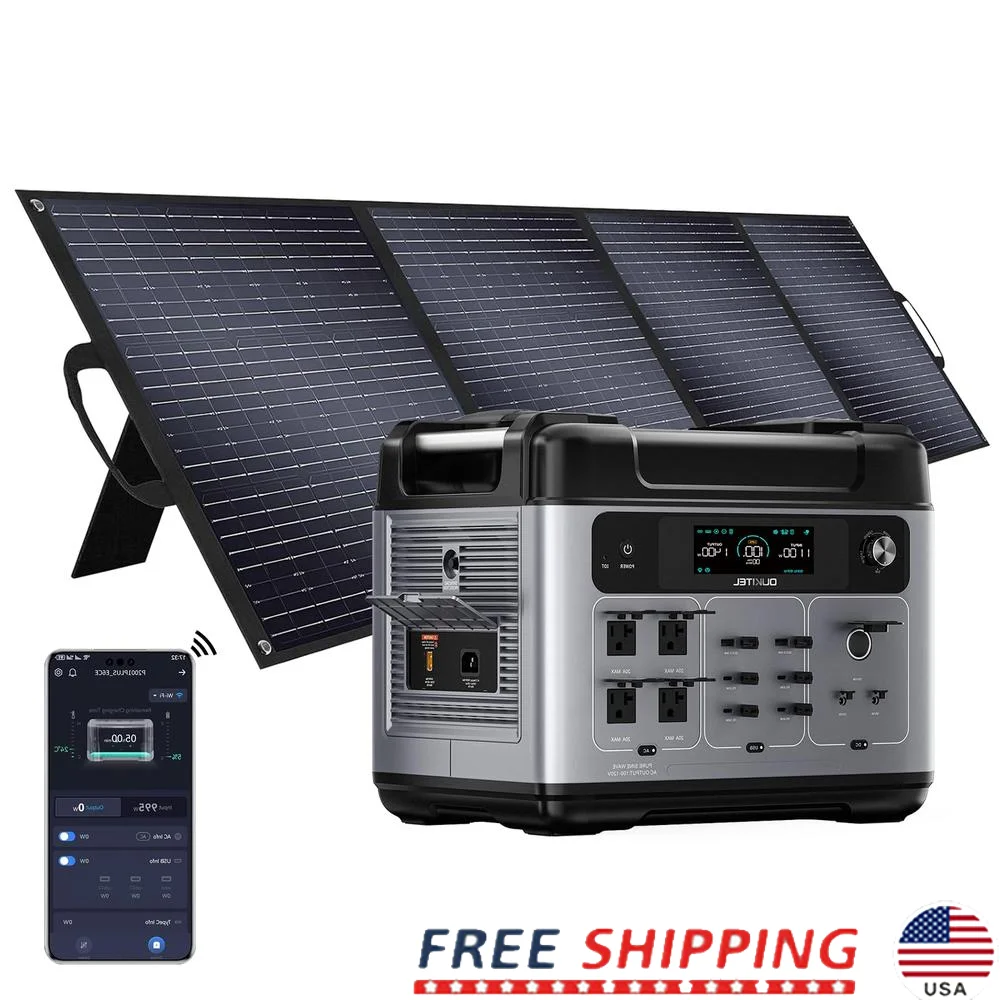 High Capacity Solar Generator 2048Wh/2400W Fast Charging 1800W Smart Control LiFePO4 Battery Portable Power Station