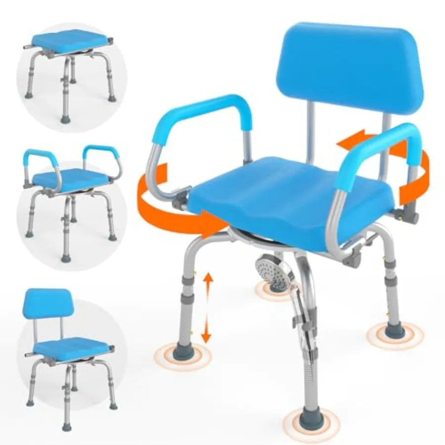 

FSA/HSA Eligible 360 Swivel Shower Chair for Inside Shower Bath Chair for Elderly and Disabled Adjustable Height and Padded Sho