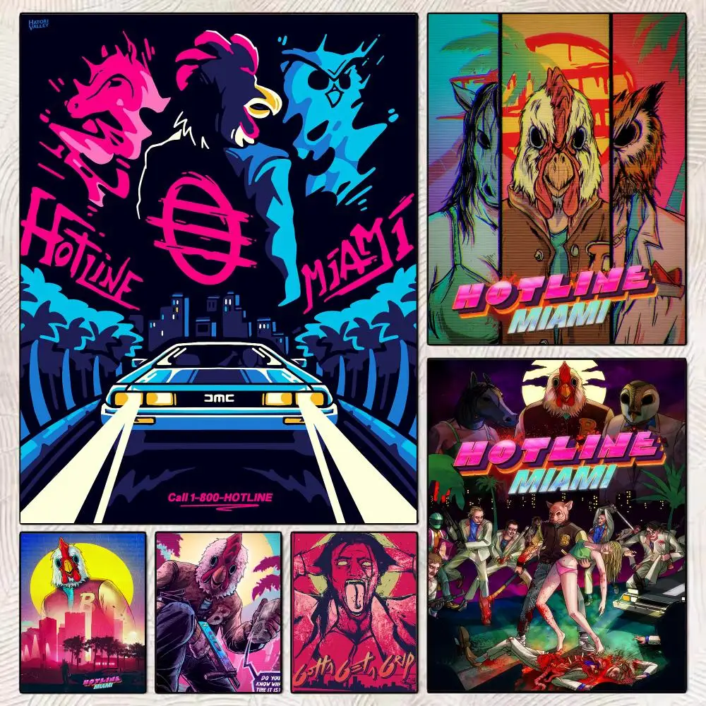 Game Hotline Miami Painting Calligraphy Stylish Wall Art Poster, Bedroom Living Room Home Decor Gift