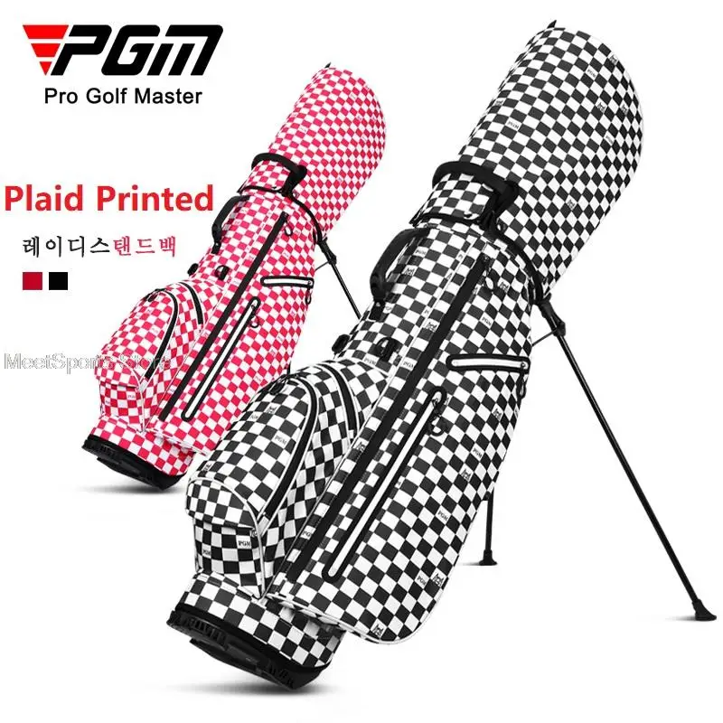 Pgm Golf Bracket Bag Waterproof Golf Ball Bag Plaid Printed Sports Packages Women Korean Style Ultra Light Golfing Rack Package