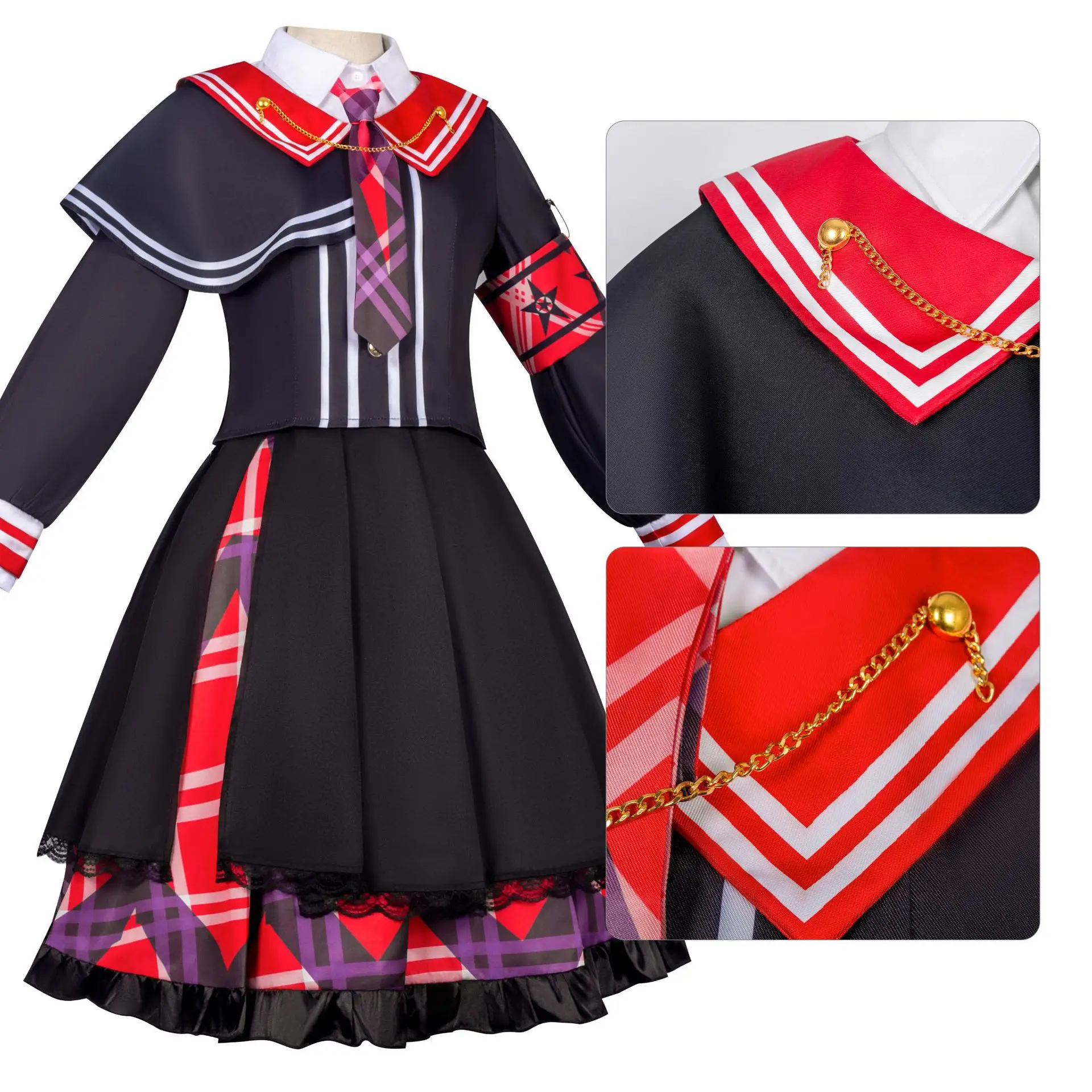 Nikaido Hiro Cosplay Costume Anime Magical Girl Witch Trial Red Black Gothic Style Lolita Halloween Carnival Animation Party
