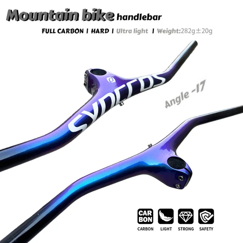Syncros Carbon MTB-Lenker und Vorbau 28,6mm Integrierter Lenker für Mountainbikes 60/70/80/90/100mm Winkel -17 Grad
