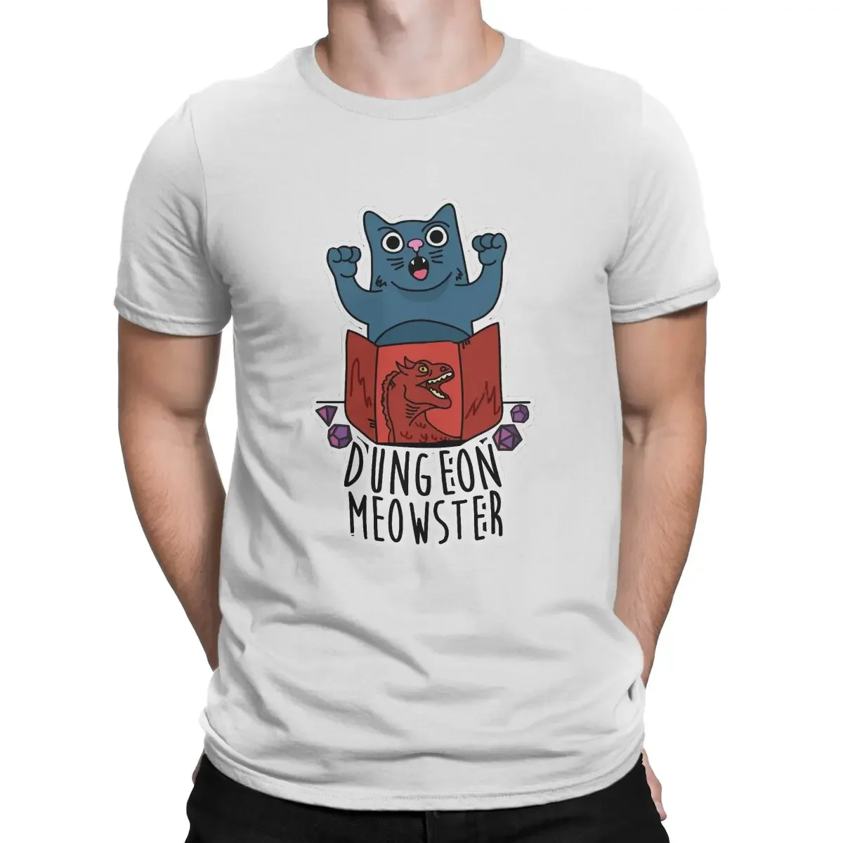 Dungeon Meowster Men T Shirt 100% Cotton Printed Dragon Quest Dragonlord Hero Game Leisure Tees Short Sleeve Crew Neck T-Shirt