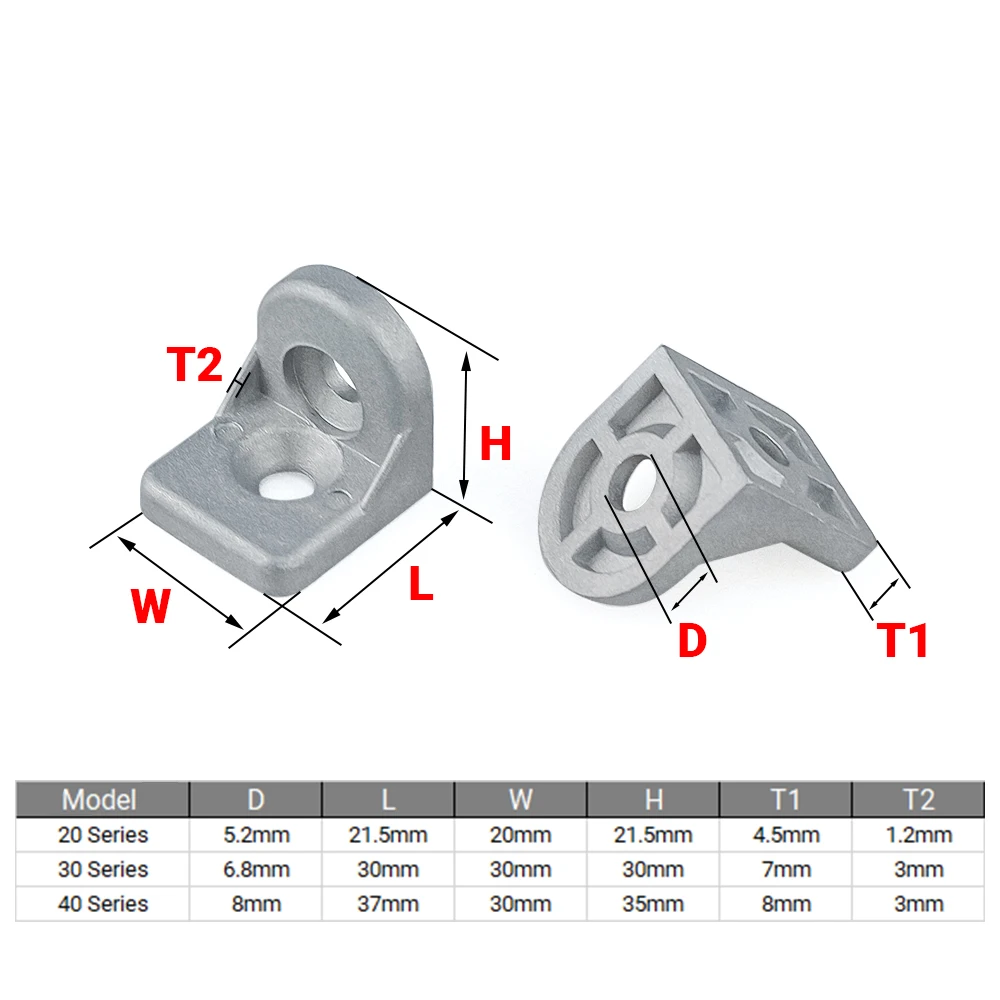 10Pcs/lot 20/30/40 Series Steering Angle Corner Bracket L Type Fittings Connector Connection Joint for Aluminum Profiles