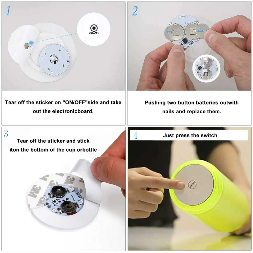 ملصقات ضوء LED فائقة السطوع متوهجة للزجاجات ، حصيرة أكواب ، مصباح كوستر لحفل الزفاف ، العام الجديد ، حفلة الكريسماس ، كوب مشروبات ، ديكور فازة