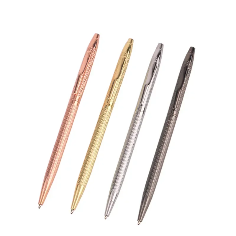 20PCS  Metal rotating ballpoint pen, wire drawing, medium oil pen, hotel advertising gift pen, printed LOG
