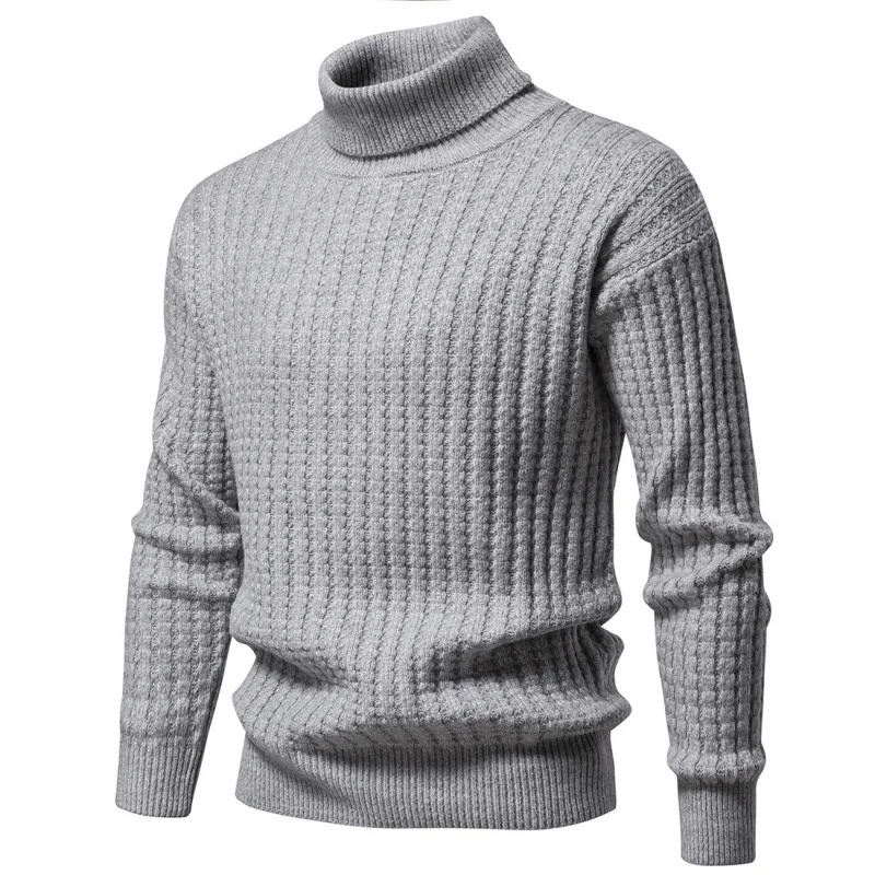 2024 Autumn/Winter New Men's Solid Color Hoodie Simple Sweater High Collar Flip Collar Casual Base Knitted Sweater