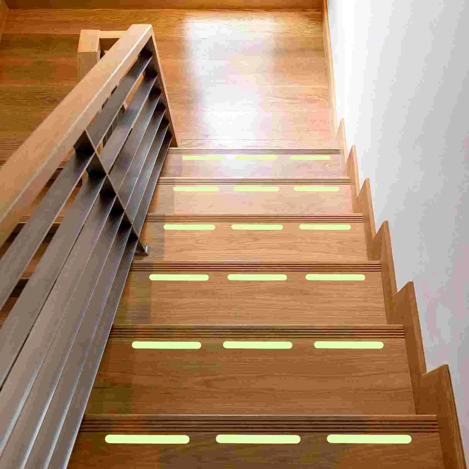 24 Pcs Fluorescent Adhesive Step Strips Staircase Reflective for Stairs Outdoor Tapes Sticker