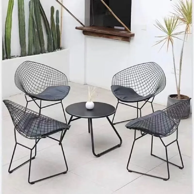 Outdoor table and chair combination Garden department courtyard Outdoor garden table and chair in open-air community, white