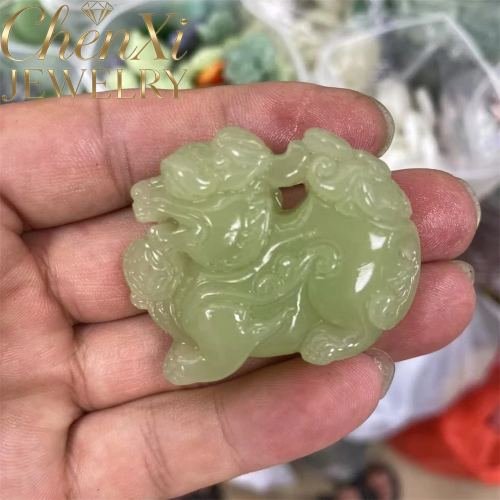 

Natural Hetian Jade Pixiu Three-Dimensional Pendant Luxury Quality Fashion Fine Jewelry Exquisite Charms Popular Mascots Amulets