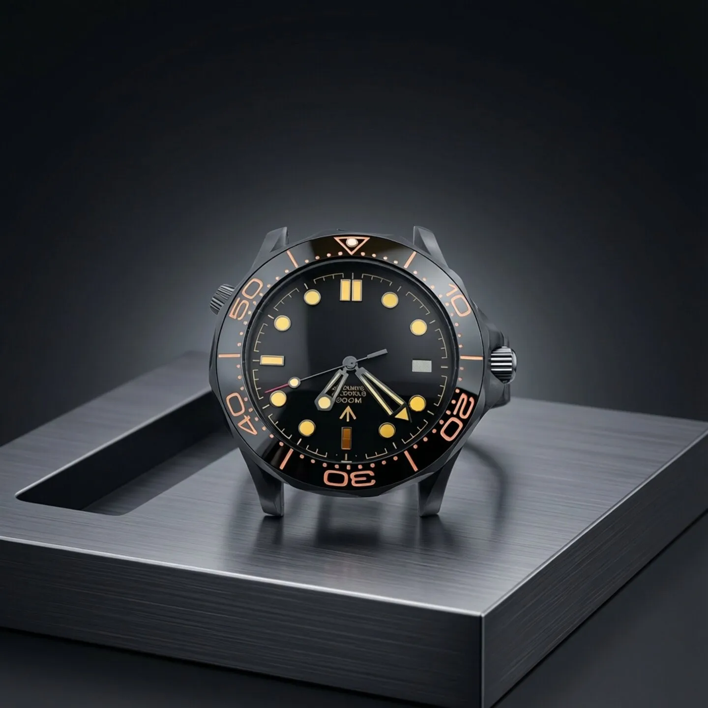 

41mm Black Watch Case Stainless Steel Case 31mm Dial Green Luminous Hands 10ATM Waterproof For Seamaster 300 NH35 NH36 Movement