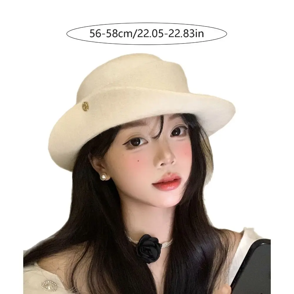 Moda estilo británico estilo Hepburn gorra plana elegante ala ancha sombrero de fieltro negro lana blanco mujeres Jazz sombrero boda