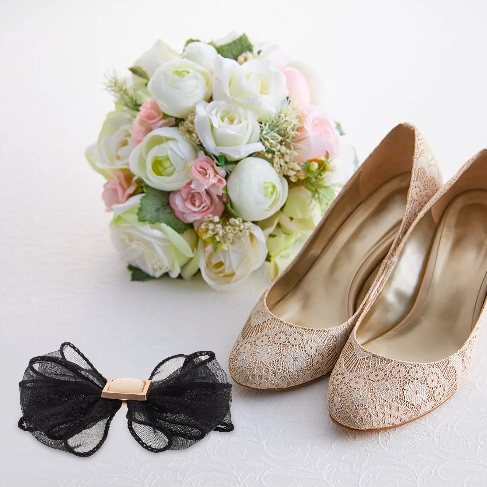

Shoe Accessories Women Clips Bowknot Fabric Decorative Bridal Wedding High Heel Buckle Charm Removable Ornament Shoe
