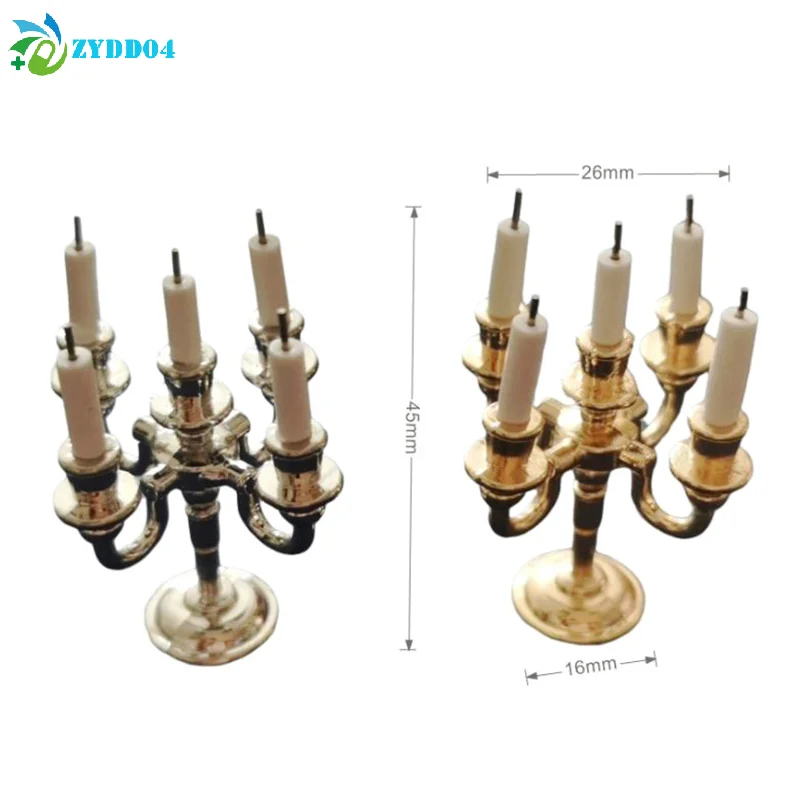 ● Świecznik do domku dla lalek 1:12, miniaturowy świecznik, akcesoria dla lalek, model sceny z zabawkami, rekwizyty fotograficzne, zabawka dla dzieci, prezent.