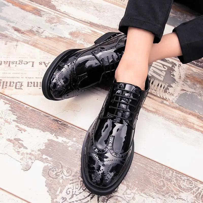 Doudou shoes men's casual leather shoes party boys soft-soled driving cowhide British elegant dress leather shoes