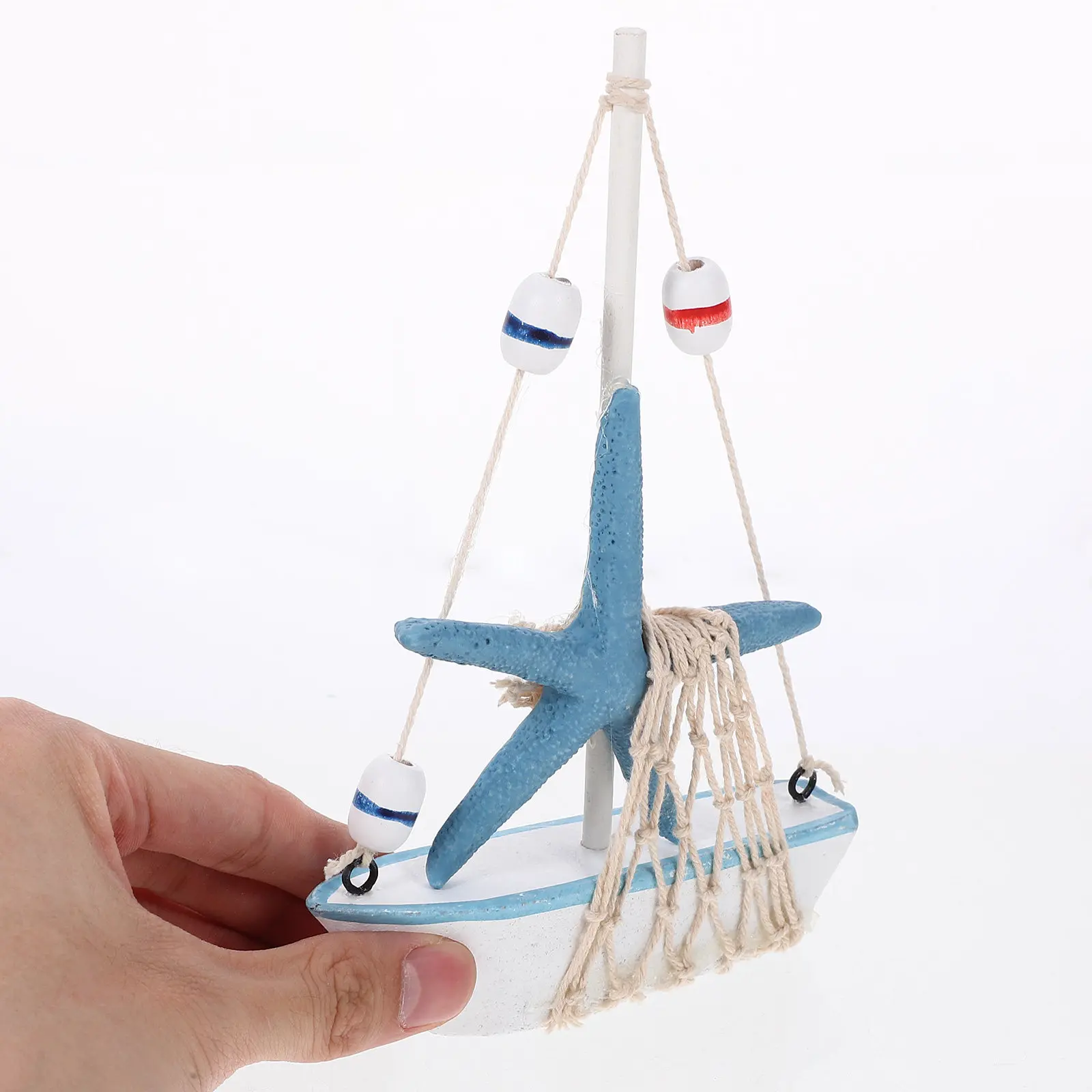

Wooden Sailboat Decor Small Nautical Style Sail Boat Ornament for Bedroom Living Room Office Desktop Decorative Mediterranean
