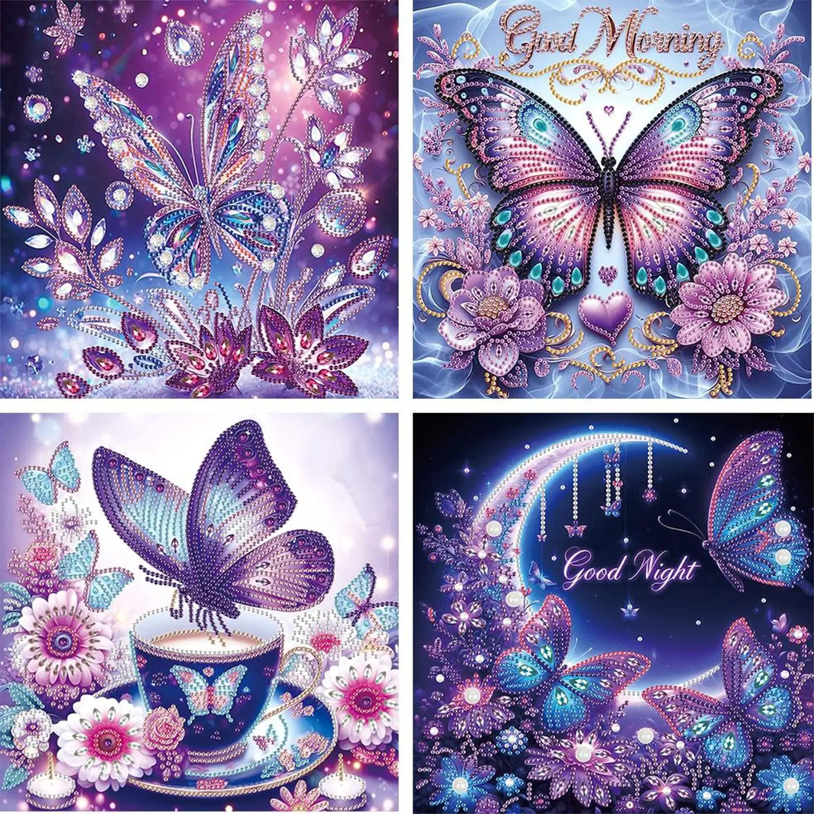 

4шт 5D DIY Частичная дрель специальной формы Алмазная картина Бабочка Декор 30x30см