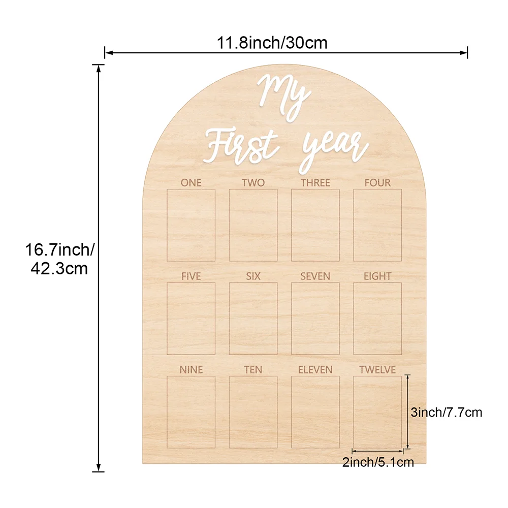 One Year Birthday Wooden Photo Board My First Year Milestone Photo Board 12 Monthly Picture Frame Baby First year Wood Sign