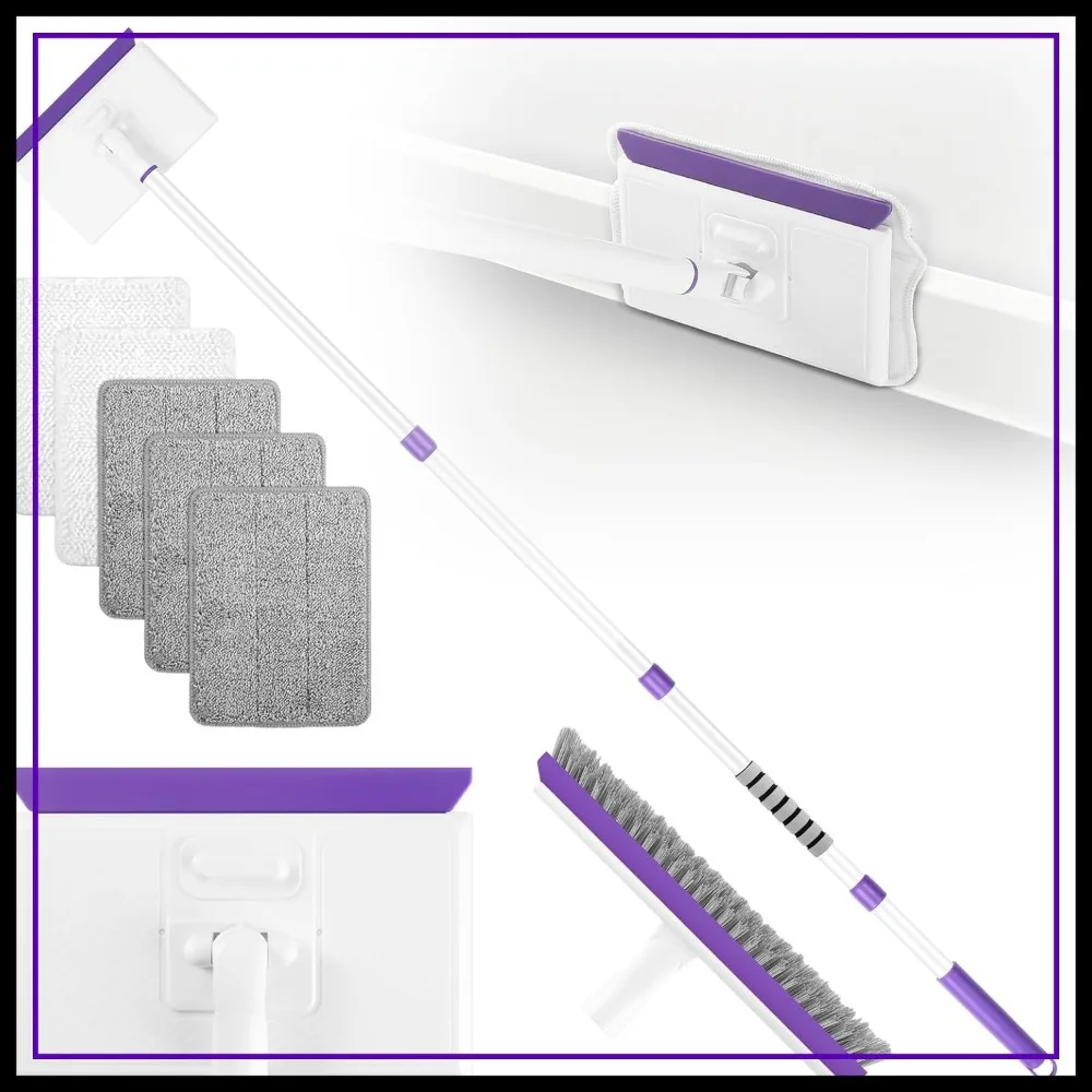 

60" Extendable Baseboard Cleaner with Handle, 5 Reusable Pads, Dust Trapping, for Moldings, Walls, Floors
