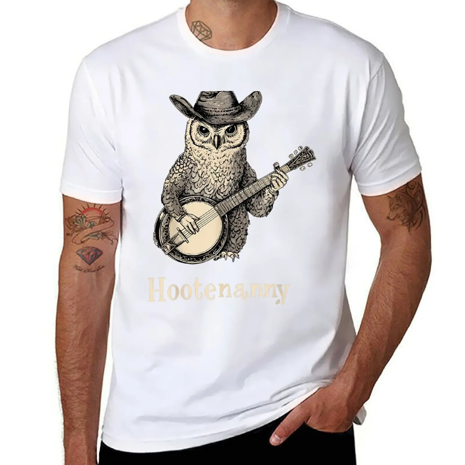 

Owl Playing Banjo Cottagecore Guitar Music T-Shirt t shirt man designer t shirts for man cotton funny T-Shirt