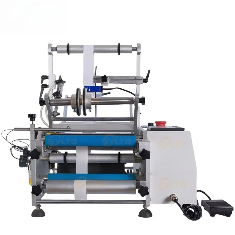 

Paper Label Sticking Machine for Glass Wine Round Bottle Packing Slitting Equiment Round Labeling Machine Sticker Applicator