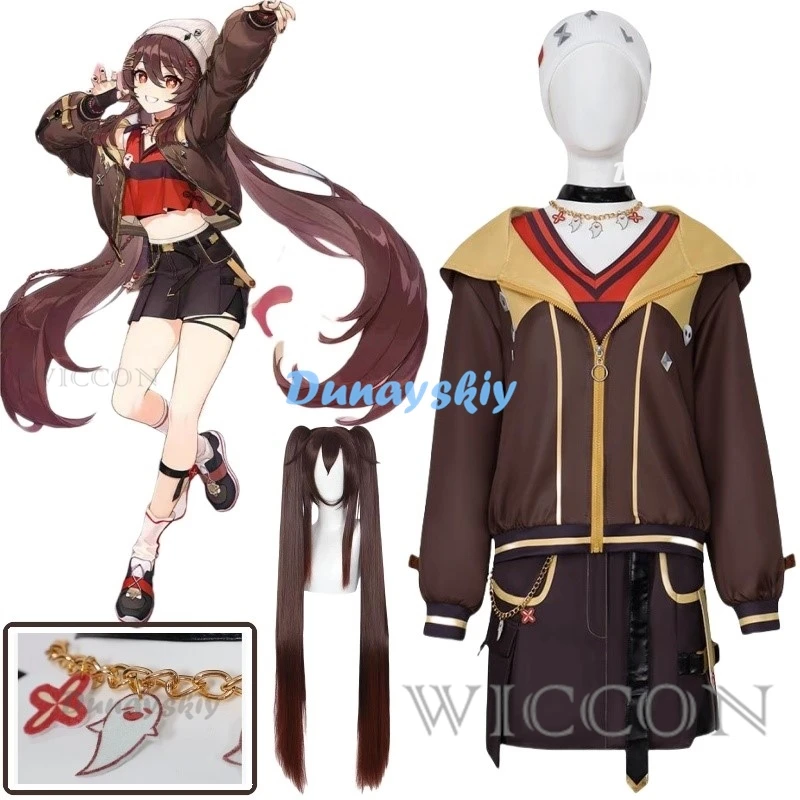 HuTao Cosplay Costume gioco Genshin Impact Costume Cosplay Costume da donna Costume di Halloween Audlt vestito con calzini