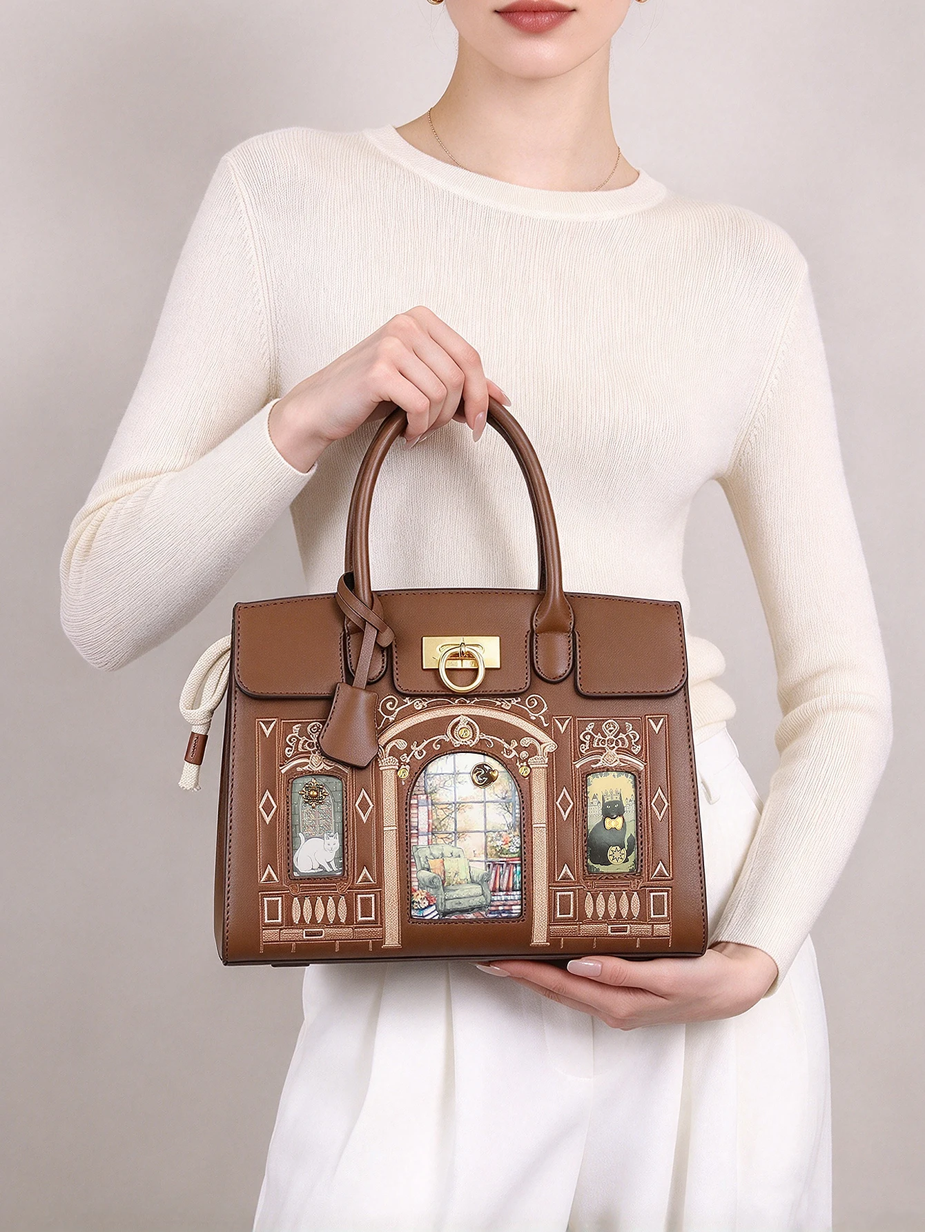 2026 fashion new luxury large-capacity women's handbag fashion embroidery printed pattern shoulder bag