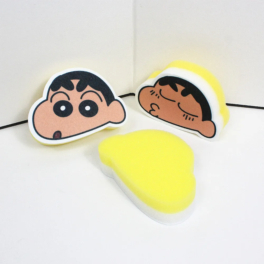 New Kawaii Crayon Shin chan Cleaning Brushes Anime Cute Home Kitchen Cleaning Sponge Brush