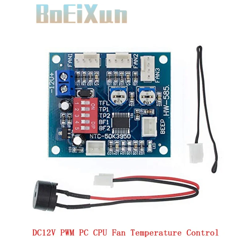 

5Ps DC 12V PWM CPU Fan Temperature Control Speed Controller Module Voltage regulator High-Temp Alarm PWM Fan Speed Control 12V