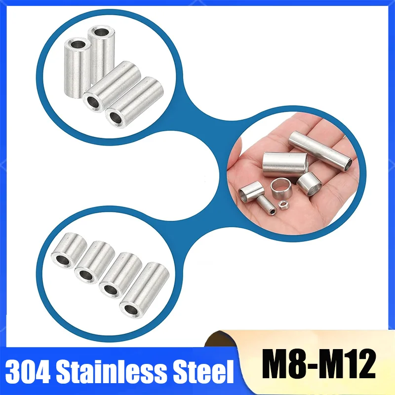 1-10Pcs 304 Stainless Steel M8 M9 M10 M11 M12 Bushing Washer Round Hollow Unthreaded Stand-Off Spacer Gasket Length 2mm-40mm