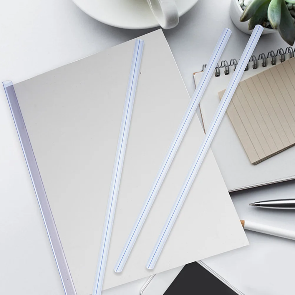 

30pcs Bookbinding Slide Binder Plastic Binding Bars Clamp Lock Folder Organizer School Office Clear ABS File Folder